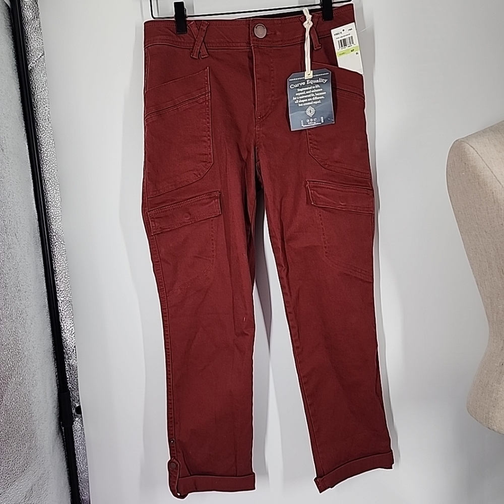 NEW Democracy Size 4P Petite Ab Solution  High Rise Roll Cuff Cargo Utility Pant